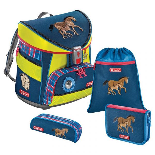 Ранец Step by step Light Din Horse Family синий/желтый лошади 4 предмета