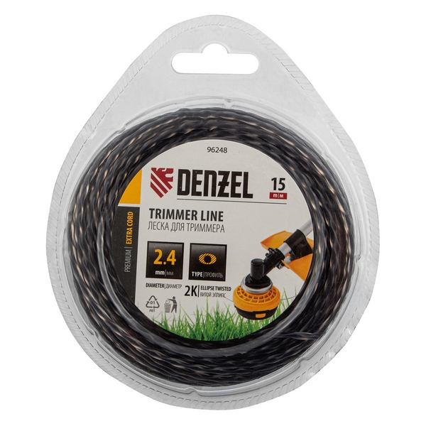 Леска для садовых триммеров Denzel EXTRA CORD 96248 (2,4 мм, 15 м, эллипс)